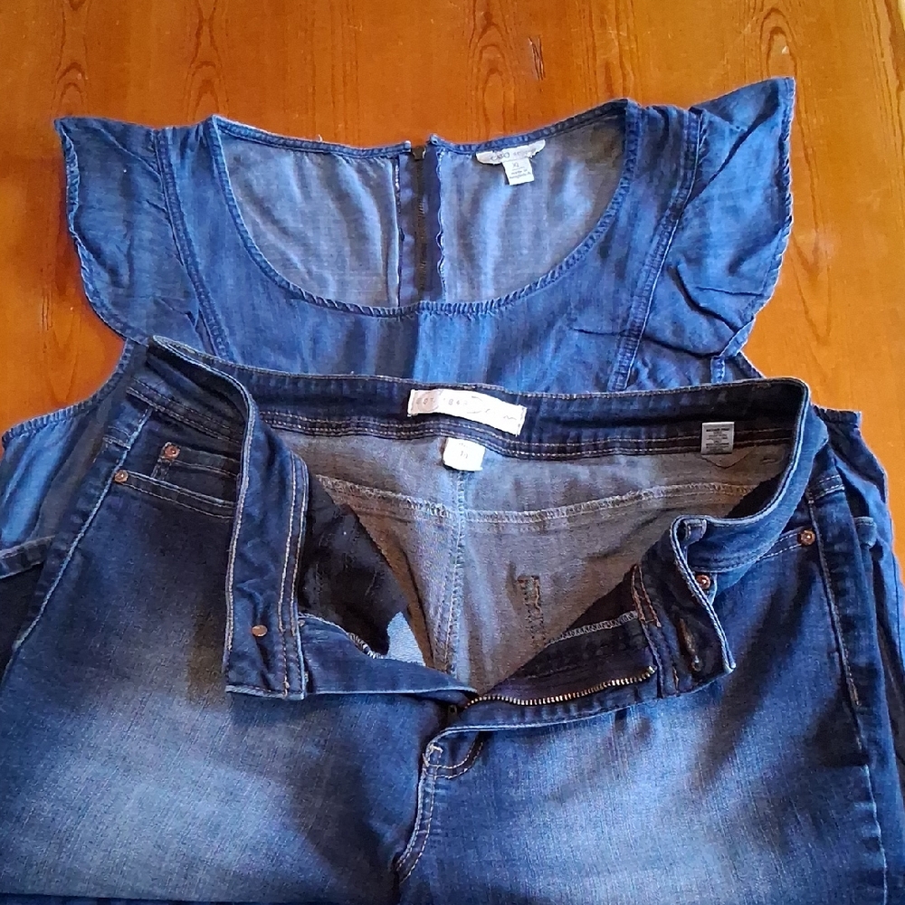 Cato Women's Dark Blue Denim Top And Cato Denim Shorts